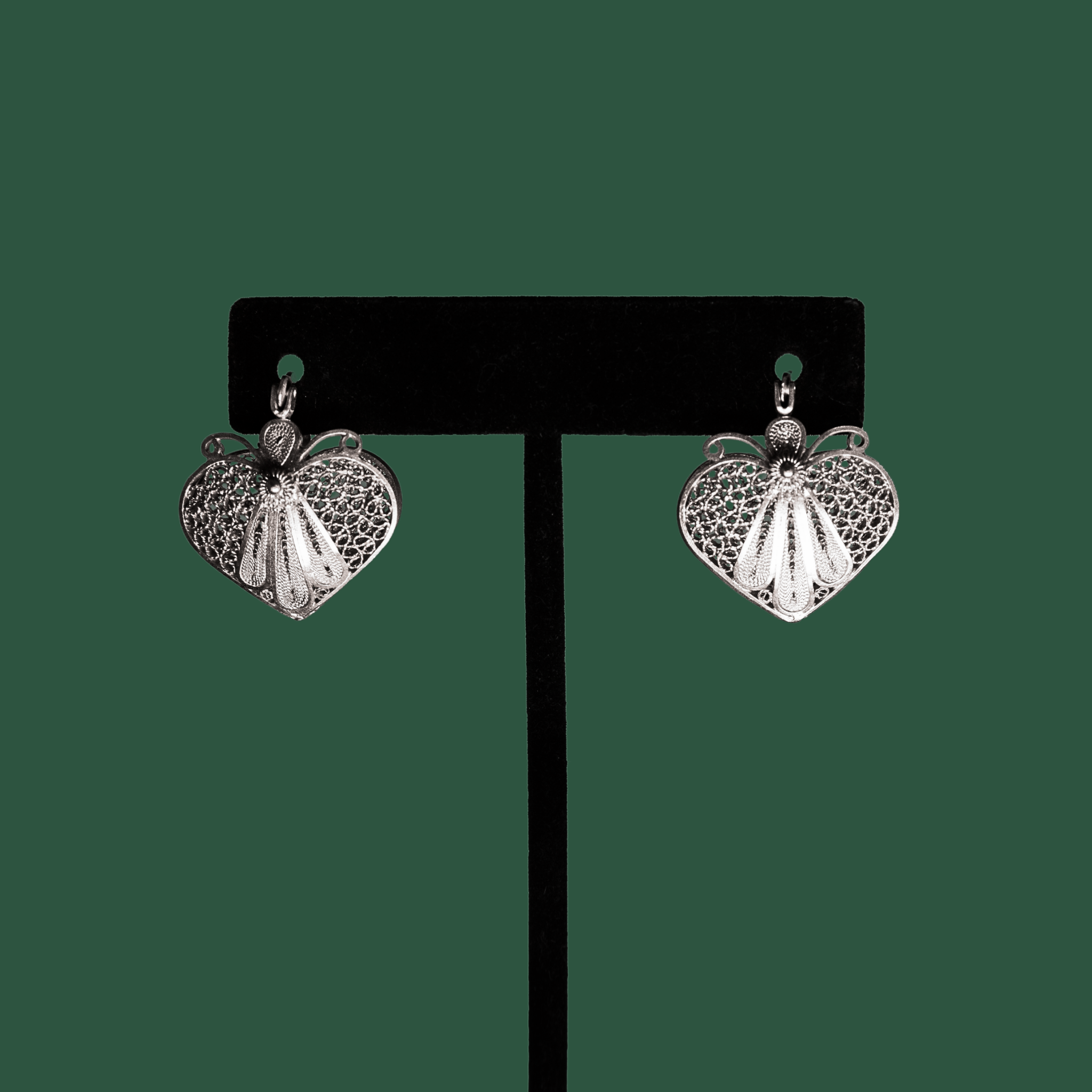 Amada, handmade silver filigree huggie earrings 