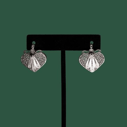 Amada, handmade silver filigree huggie earrings 
