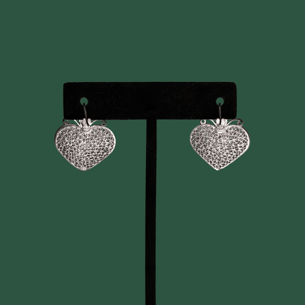 Amada, handmade silver filigree huggie earrings back