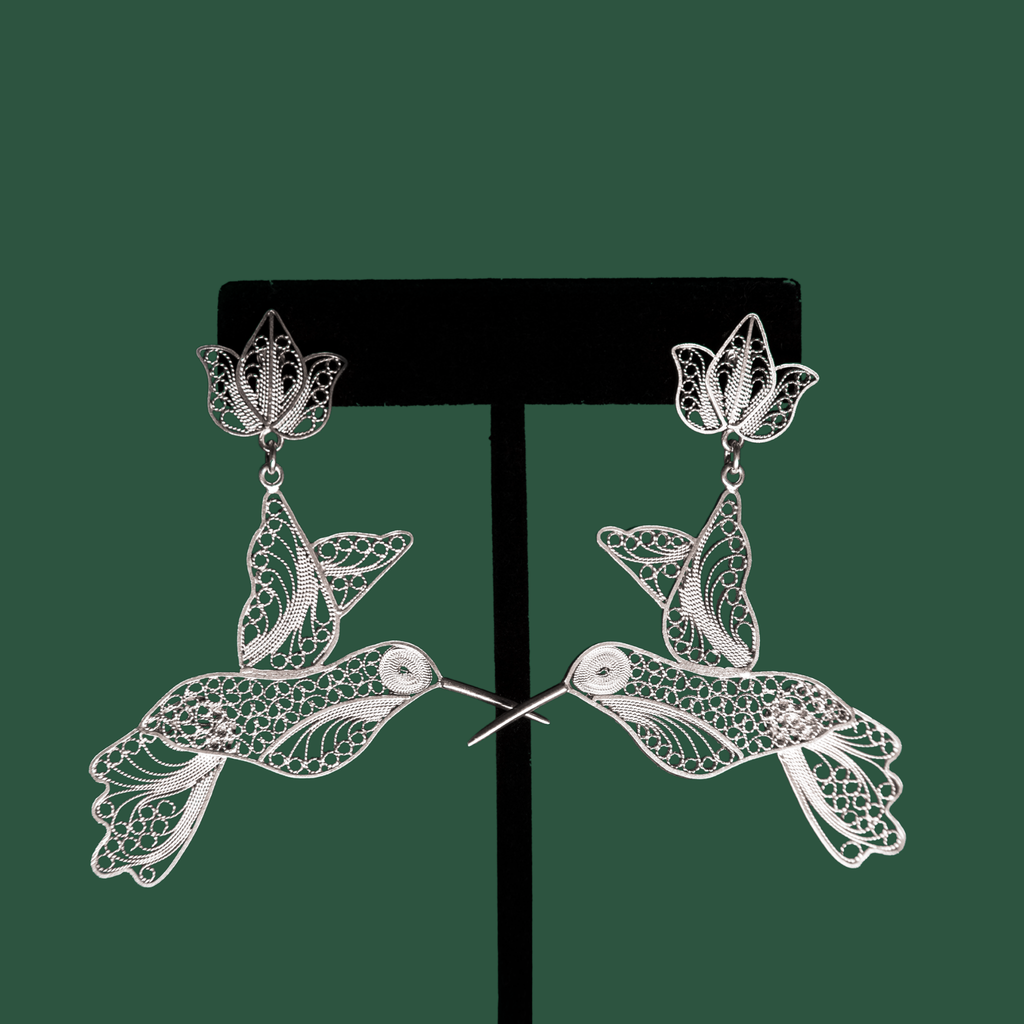 Amapola, handmade silver filigree MorphEar dangle earrings