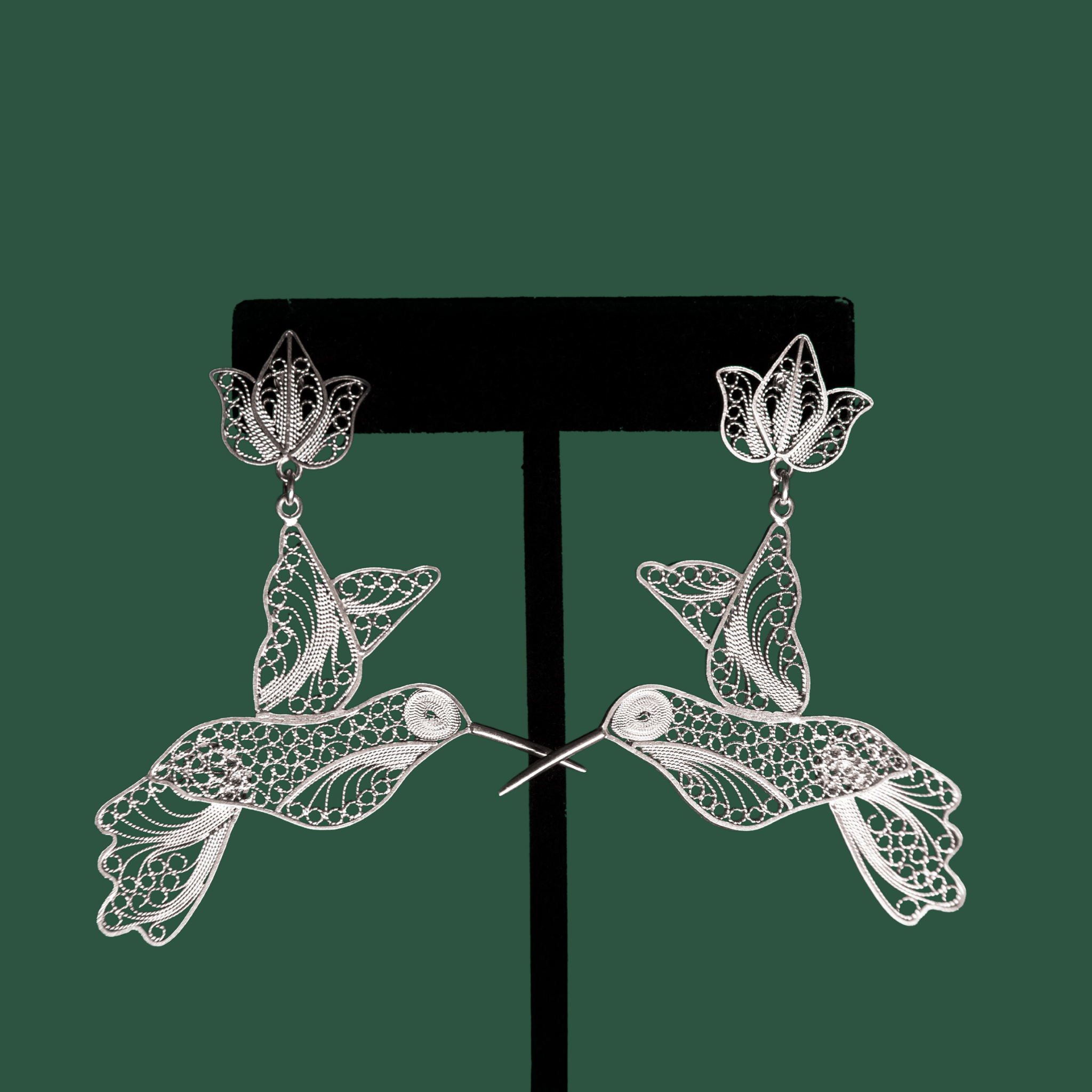 Amapola, handmade silver filigree MorphEar dangle earrings