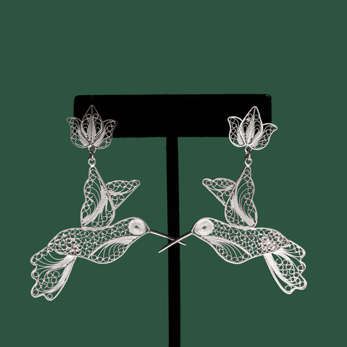 Amapola, handmade silver filigree MorphEar dangle earrings