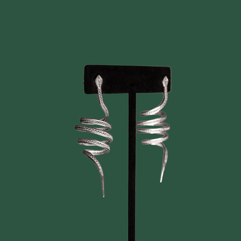 Arcadia, handmade silver filigree drop earrings side 