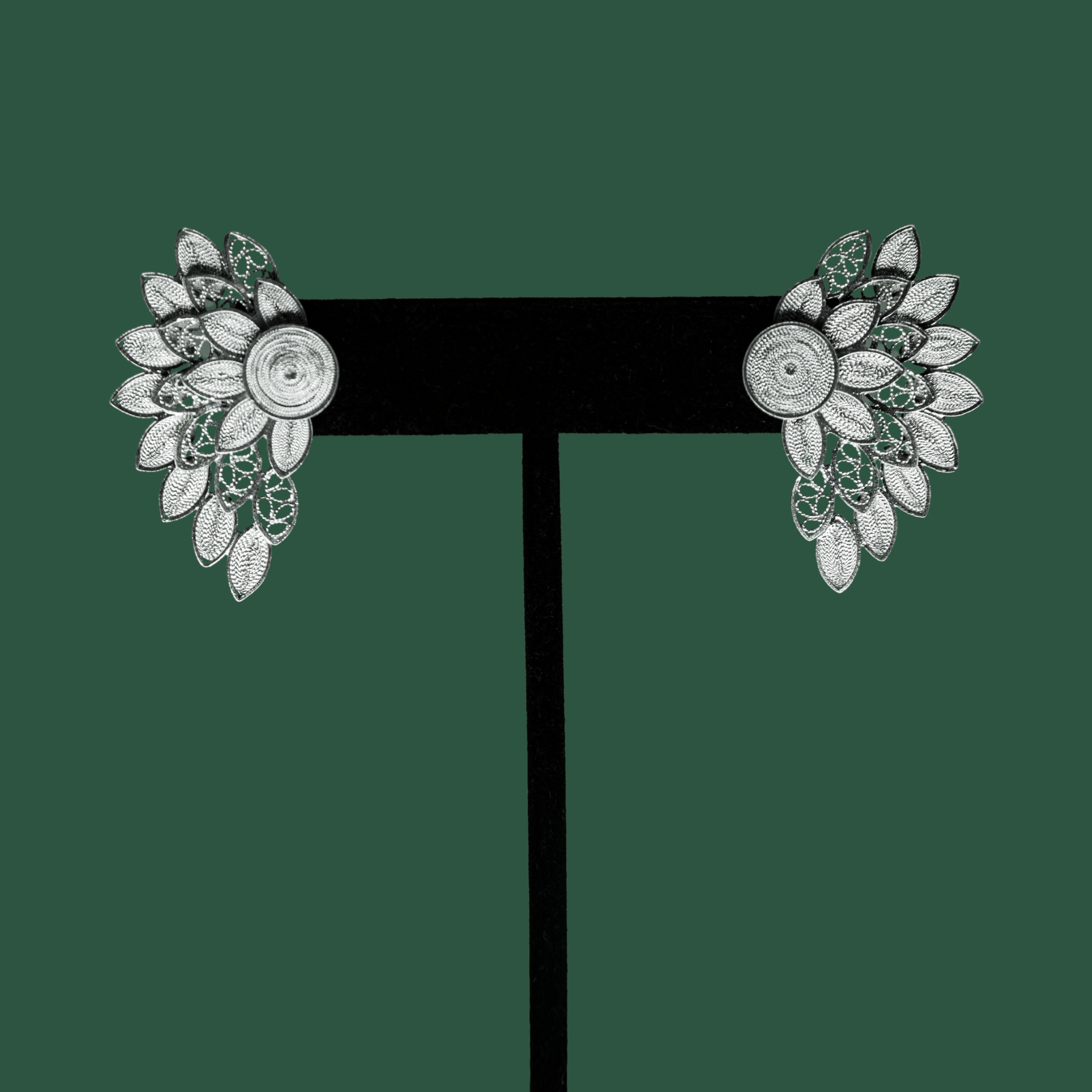 Fatima, handmade silver filigree MorphEar jacket earrings 
