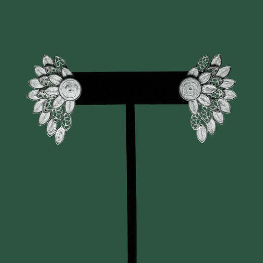 Fatima, handmade silver filigree MorphEar jacket earrings 
