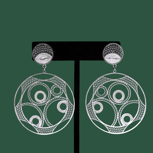 Luna, handmade silver filigree MorphEar dangling earrings 
