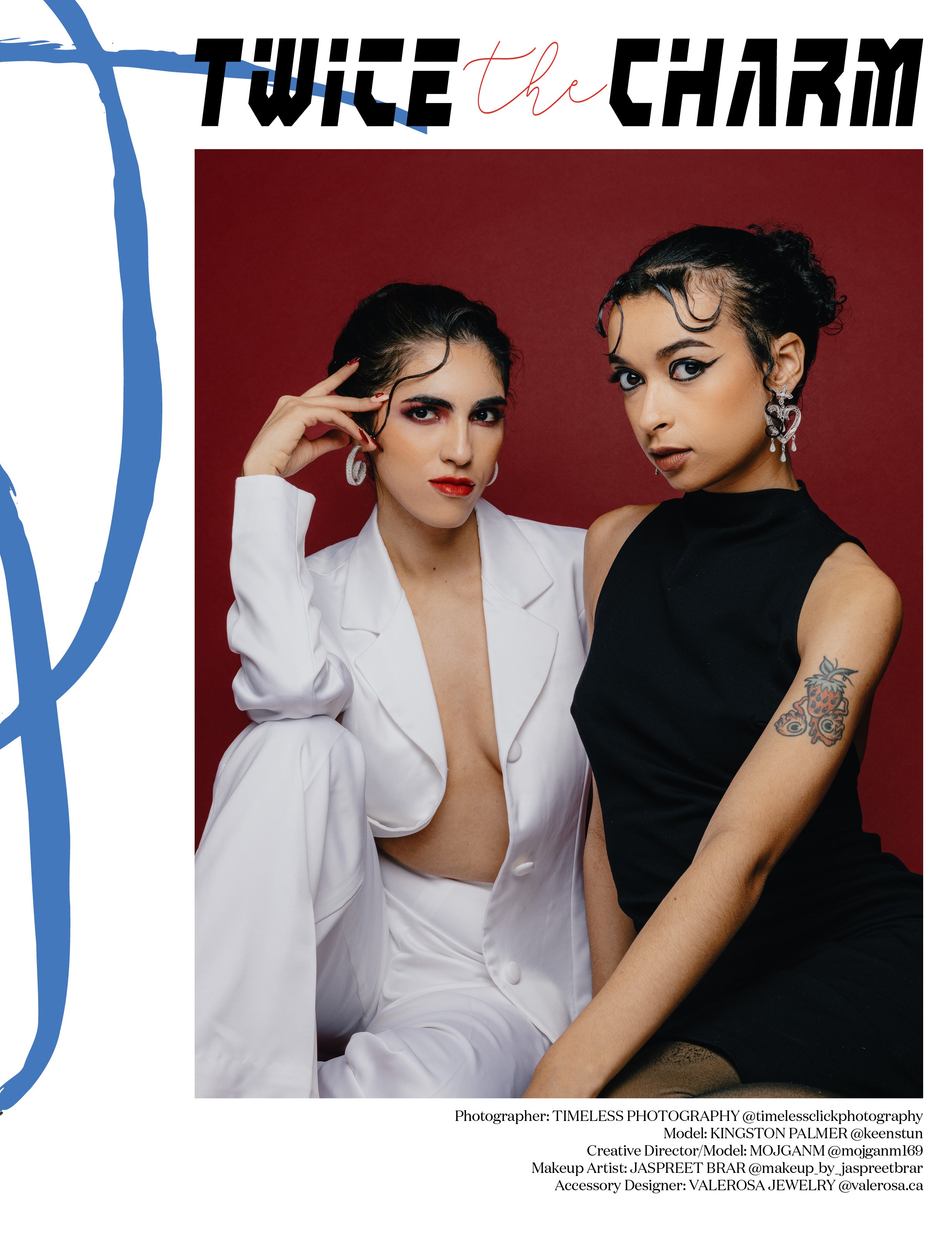 Models wearing Valerosa silver filigree convertible earrings on Malvie
