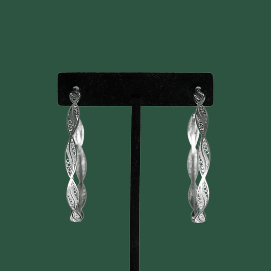 Macarena, handmade silver filigree hoop earrings