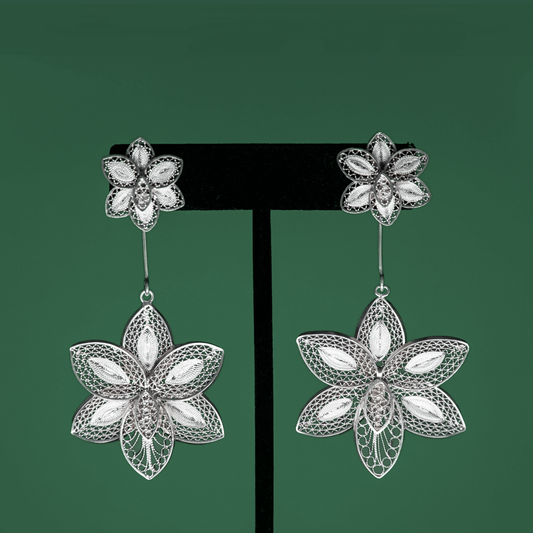 Magdalena, handmade silver filigree MorphEar dangle earrings 