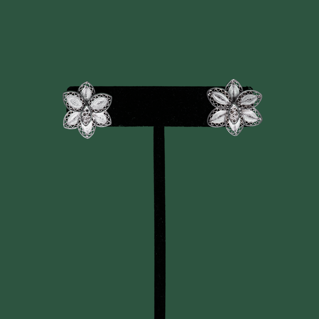 Magdalena, handmade silver filigree MorphEar stud earrings
