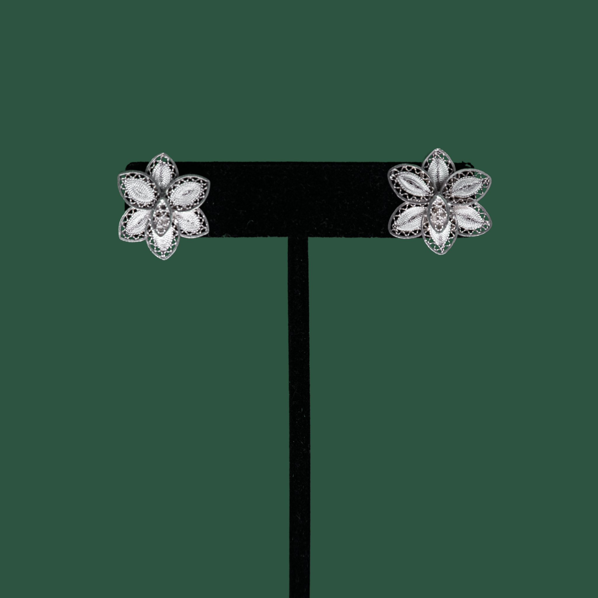 Magdalena handmade silver filigree MorphEar stud earrings