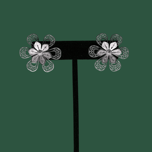 Prudencia, handmade silver filigree MorphEar jacket earrings
