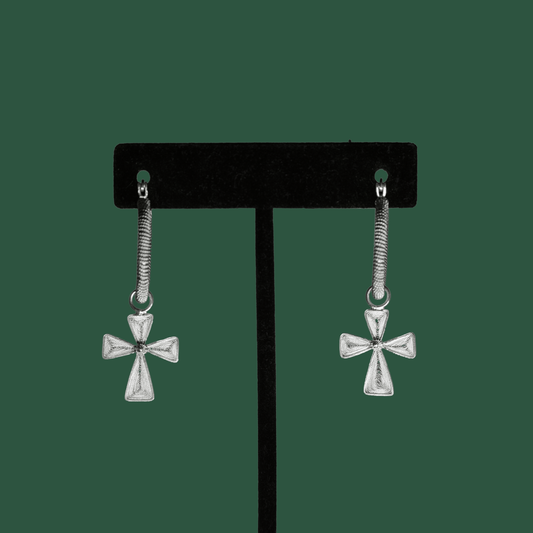 Rosario, handmade filigree MorphEar hoop earrings cross 
