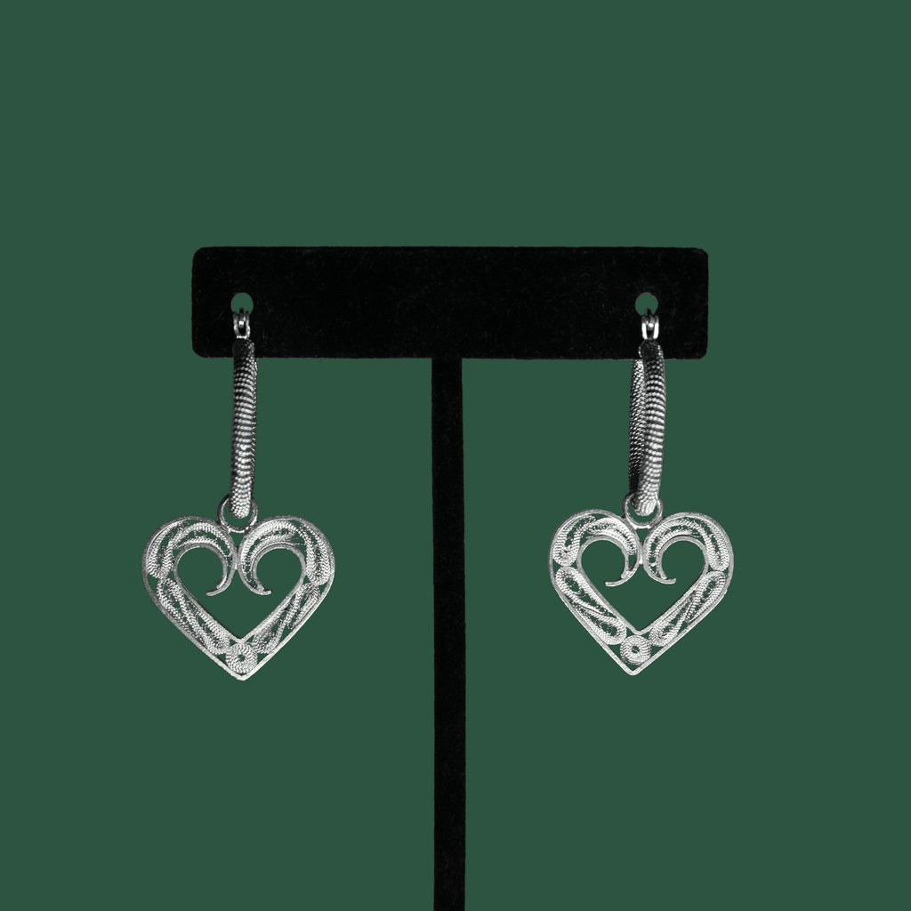 Rosario handmade filigree MorphEar hoop earrings heart 
