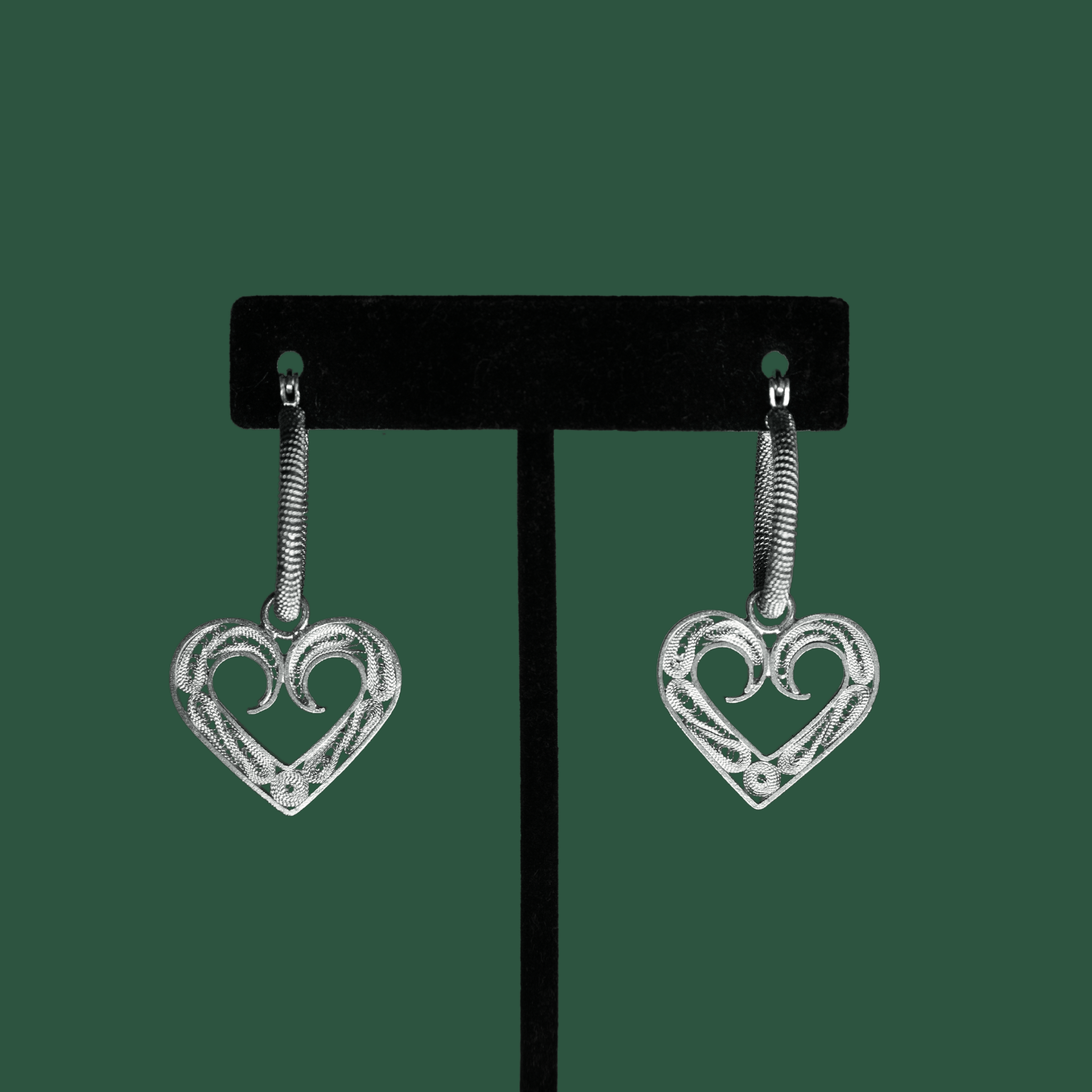 Rosario handmade filigree MorphEar hoop earrings heart 

