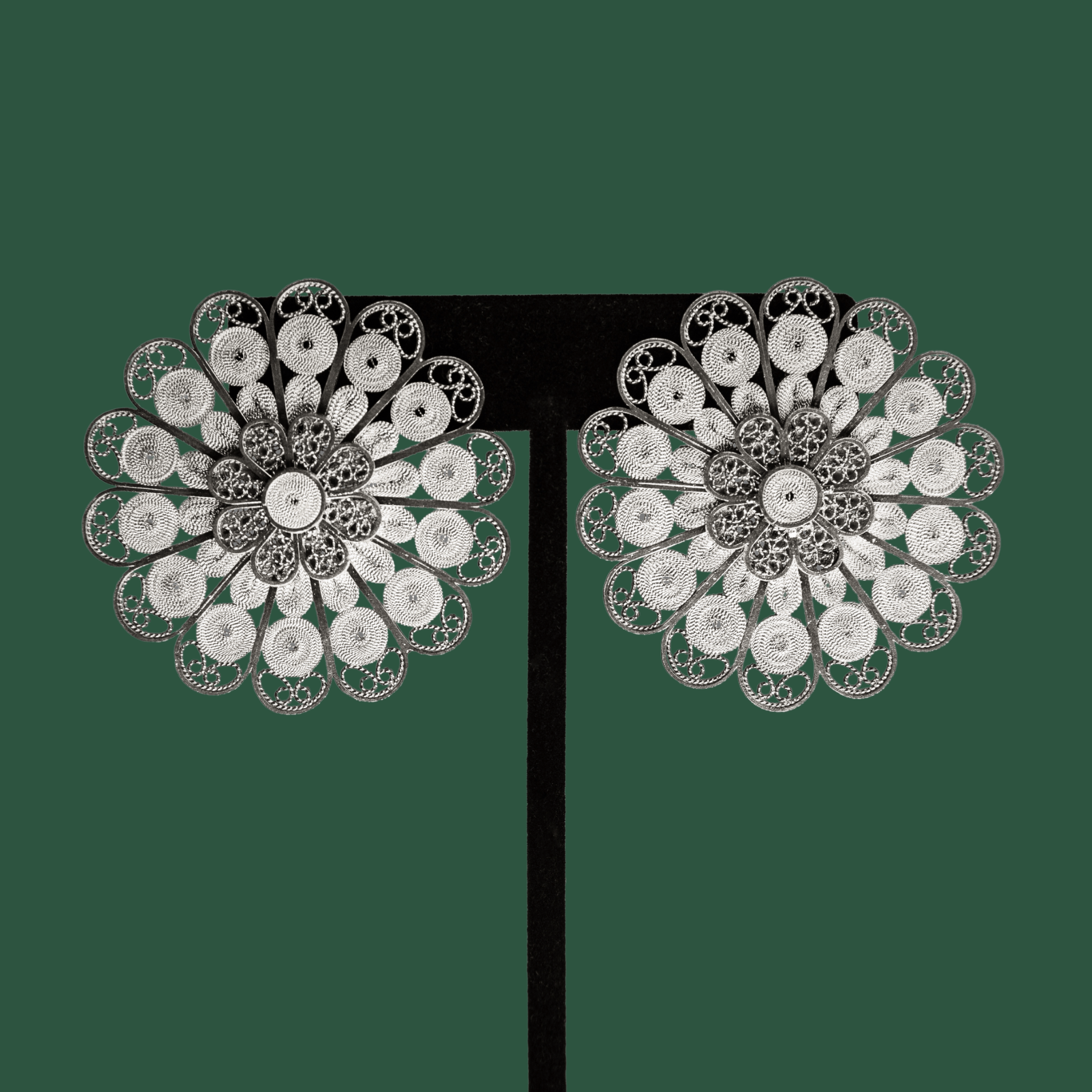 Soledad, handmade silver filigree statement earrings made to order
