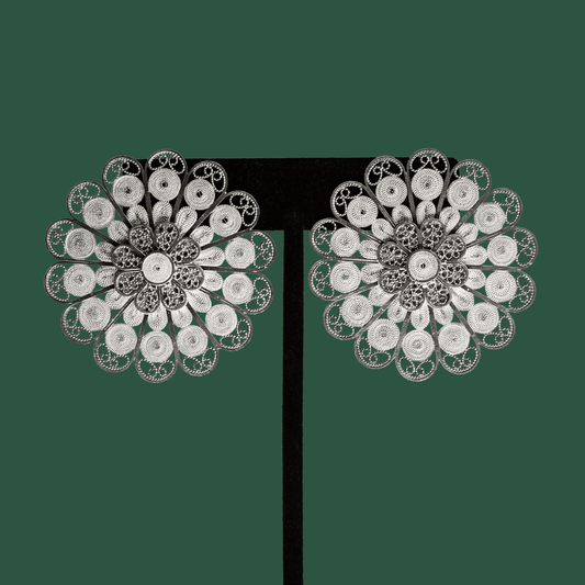 Soledad, handmade silver filigree statement earrings made to order
