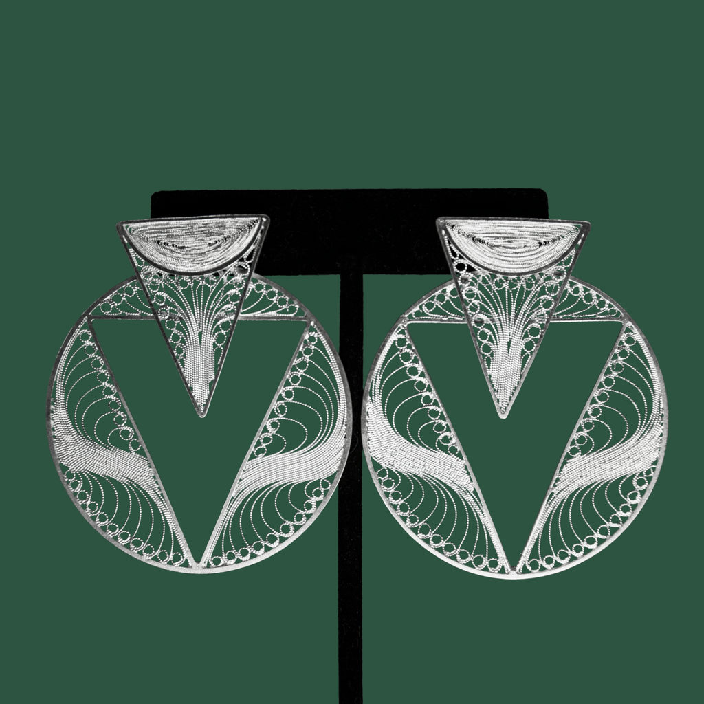 Valerosa, handmade silver filigree MorphEar statement earrings
