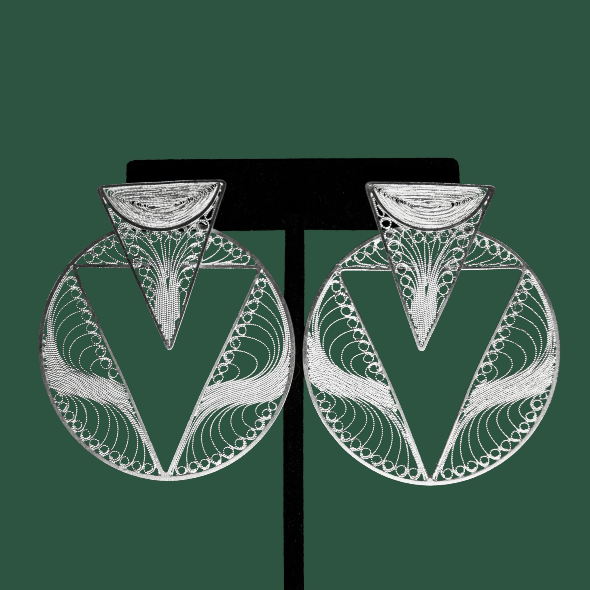 Valerosa, handmade silver filigree MorphEar statement earrings
