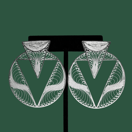 Valerosa, handmade silver filigree MorphEar statement earrings
