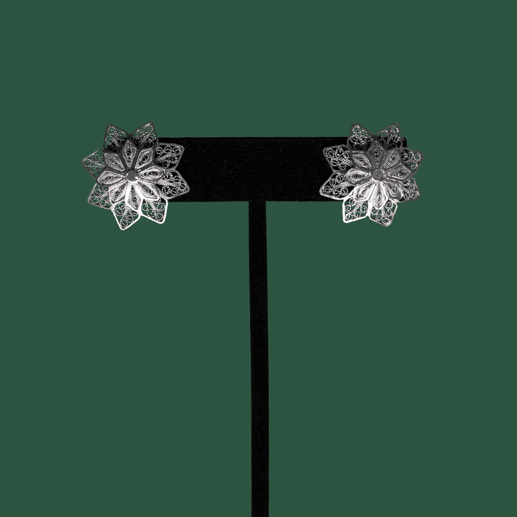 Violeta, handmade silver filigree MorphEar jacket earrings 