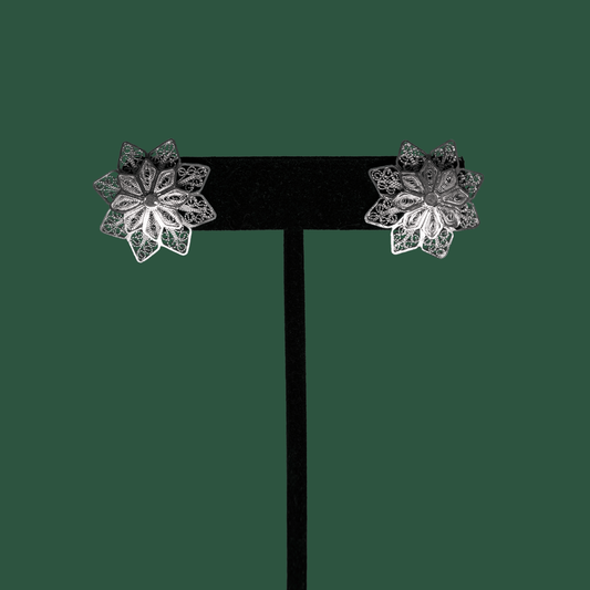 Violeta, handmade silver filigree MorphEar jacket earrings 